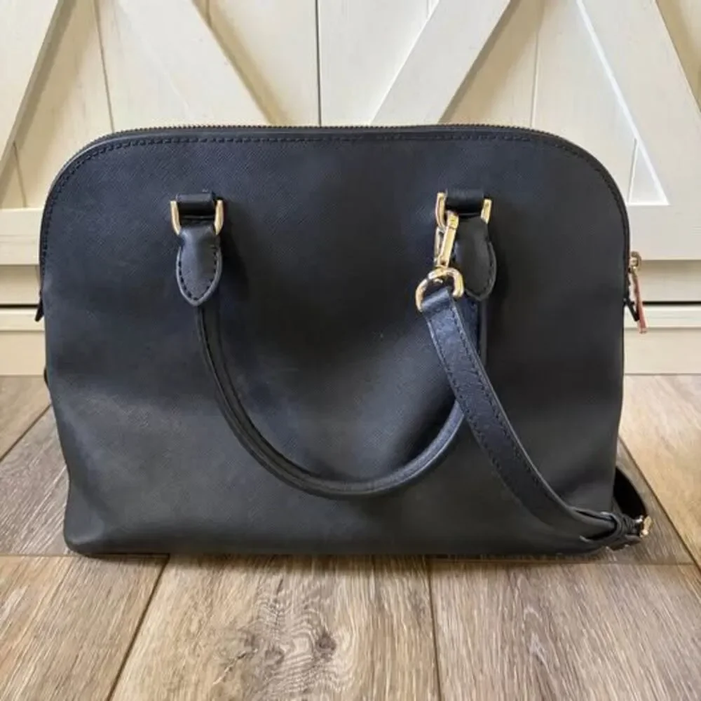 Michael Kors Cindy Large Dome Satchel Black & Gold Shoulder Bag Purse